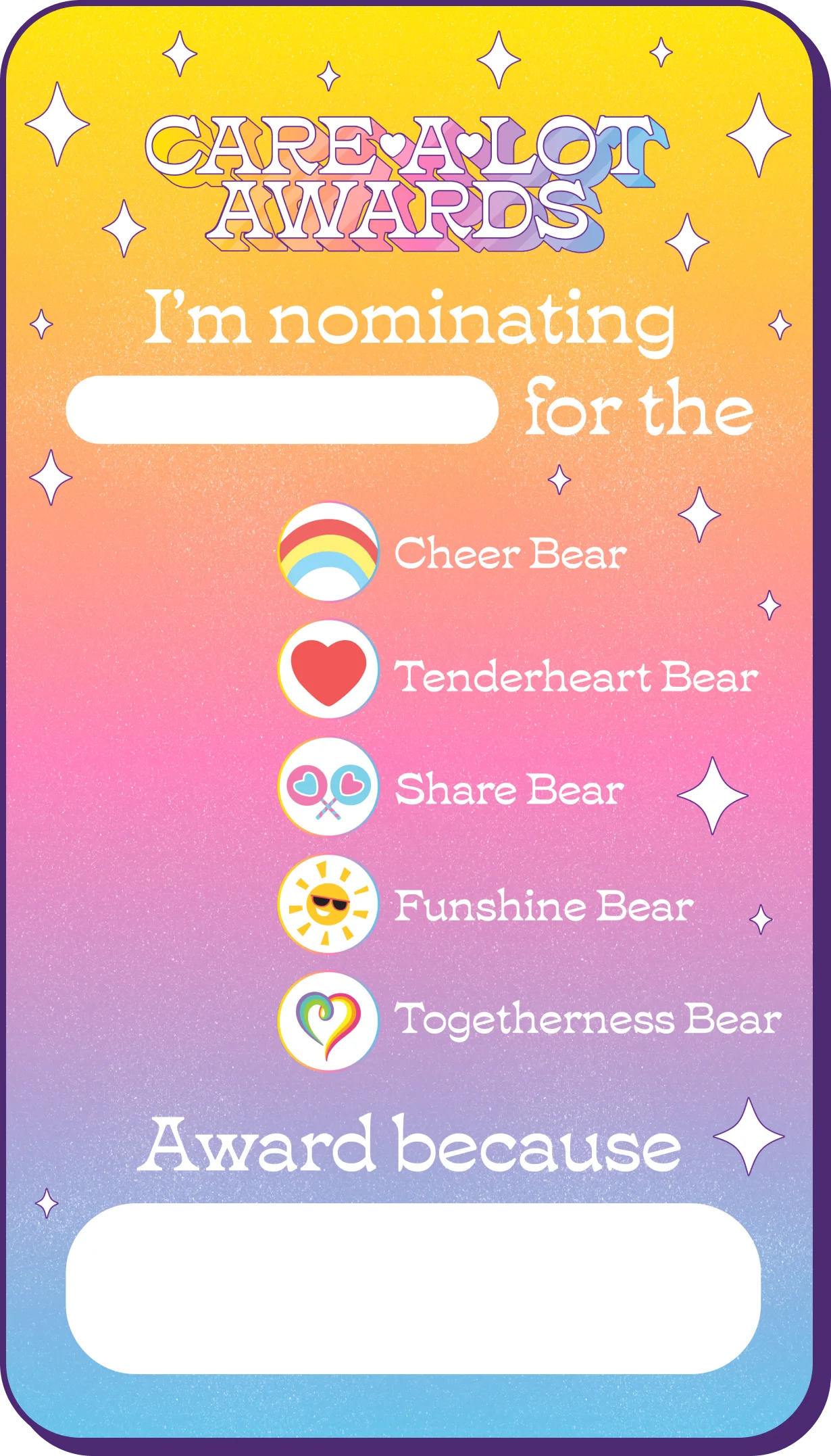 Care Bears Story Template 1