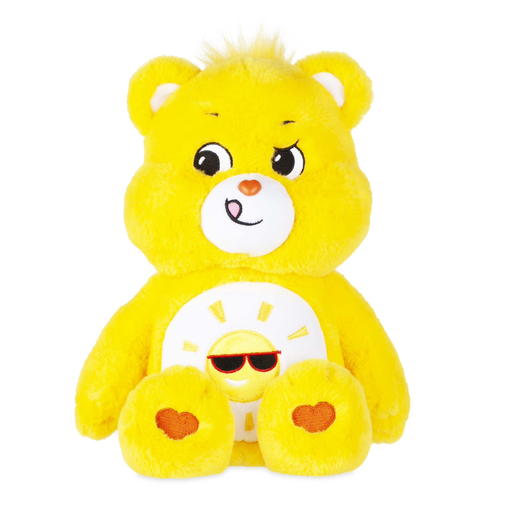 Peluche bisounours jaune avec un soleil sur le ventre - 27 cm TBD